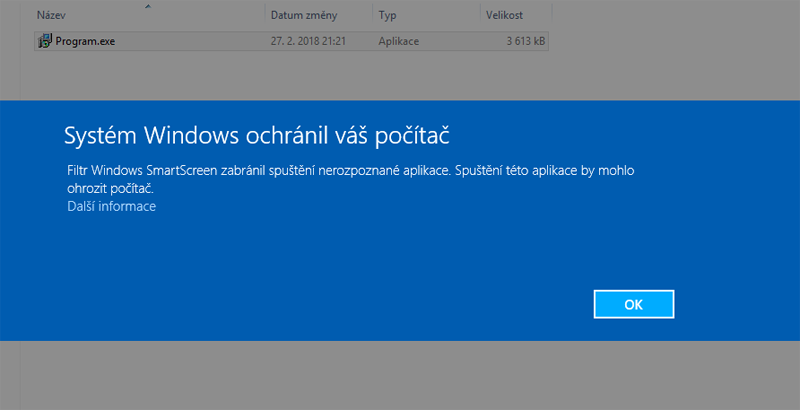 Upozornenie SmartScreen