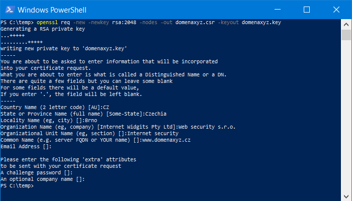 OpenSSL - Generovanie kľúčov